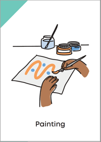 A graphic of hands painting on paper